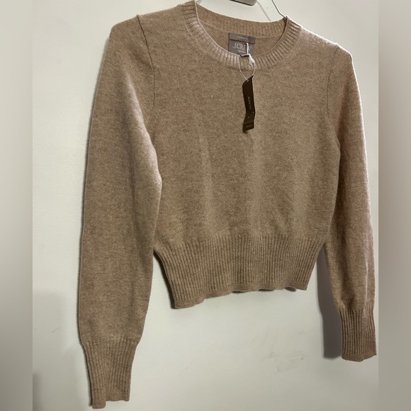 J. Crew Women's Cashmere Shrunken Crewneck Sweater in Heather Stone Sz.  XS NEW - Picture 5 of 8